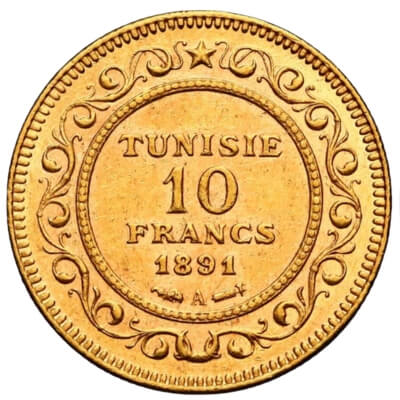 10 tunizijskih frankov (1891)